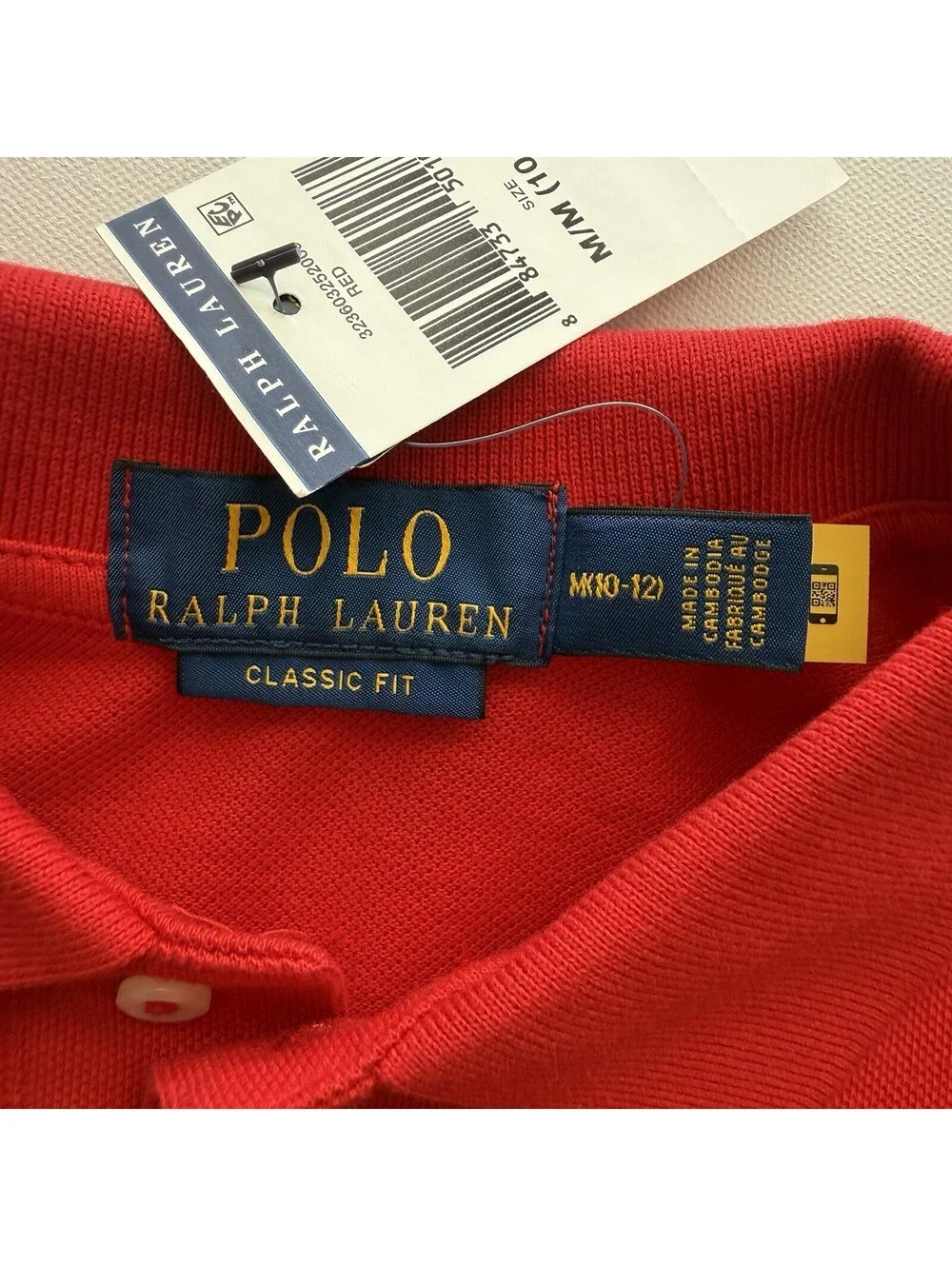 NWT Polo Ralph Lauren Boys Classic Fit Polo Shirt Red Size M 10-12 Cotton